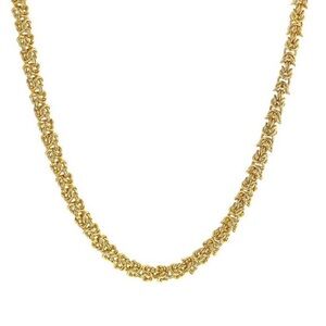 White Crystal Gold Tone Byzantine Link Necklace